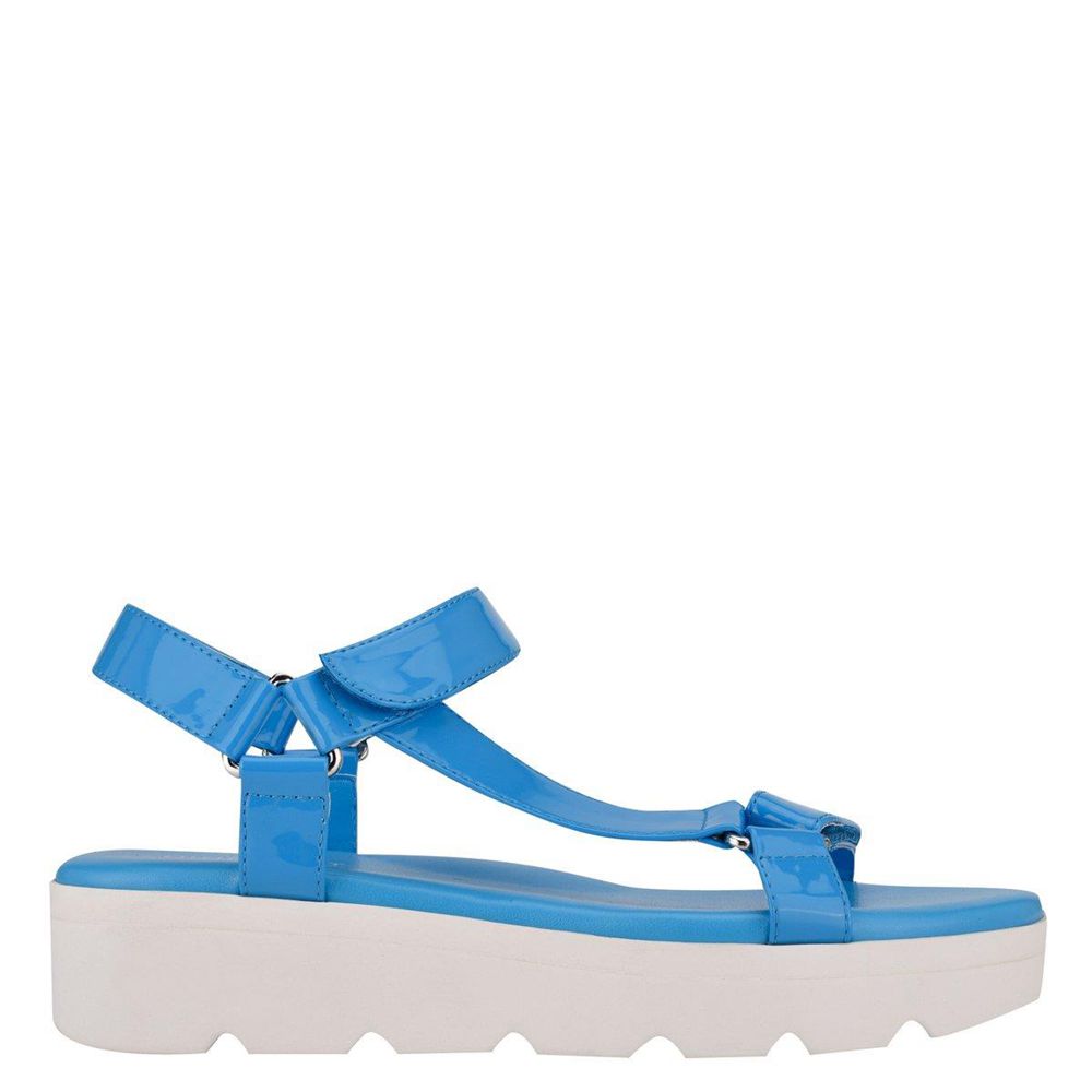 Nine West Bringly Blue Flat Sandals | South Africa 12B71-8G19